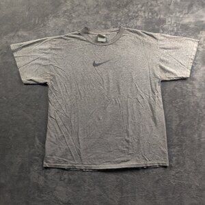 Vintage Y2k Nike Shirt Mens Gray XL Short Sleeve Center Check Swoosh Distressed